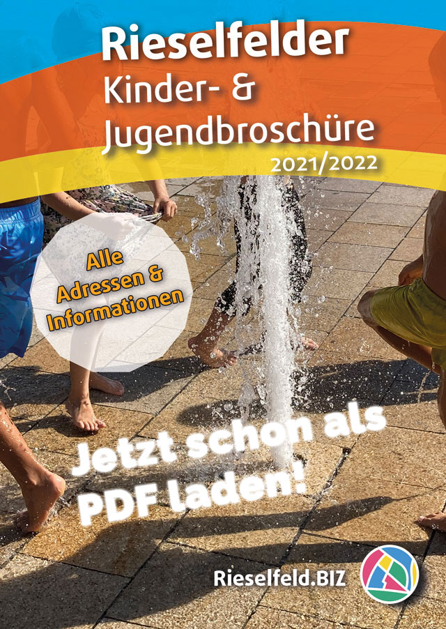Titel Kinderbroschüre mit Kindern um dem Brunnen
