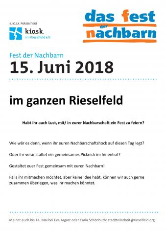 Plakat Aufruf Fest der Nachbarn 2018