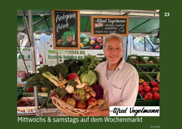 Foto von Alfred Vogelmann an seinem Stand auf dem Wochenmarkt