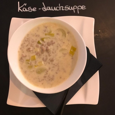 Mittagstisch Kaffeezeit Käse Lauch Suppe