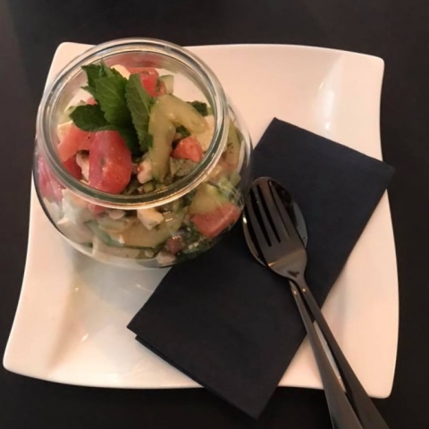 Mittagstisch Kaffezeit Wassermelonen Salat