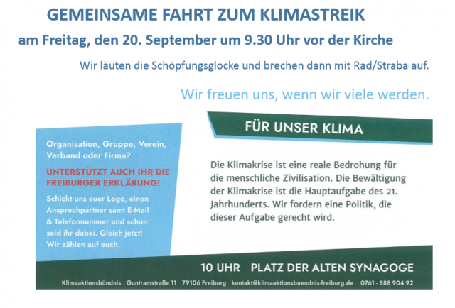 Klimastreik Kirchenaktion Rieselfeld fahrt