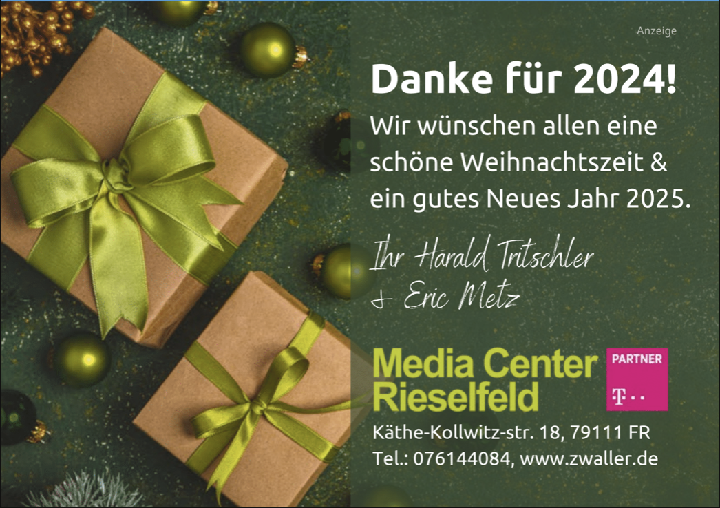 Anzeige Media Center Rieselfeld