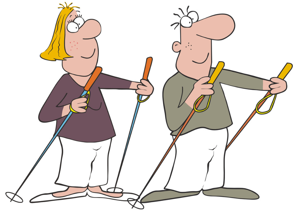 nordic walking lady and man vector illustration vector id914415958