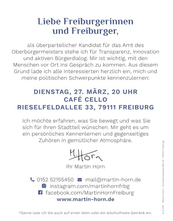 Martin Horn auf ein Bier Oberbürgermeisterkandidat Freiburg