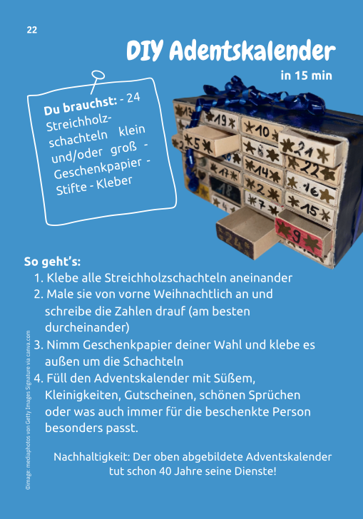 Anleitung für einen Adventskalender aus Streichholzschachteln