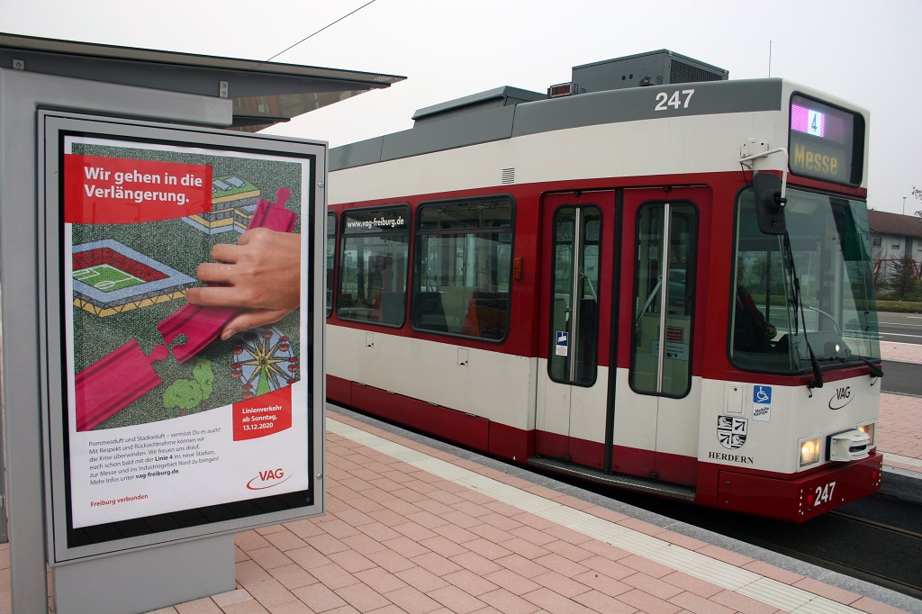 Freiburg VAG Messe neue Strecke Haltestelle